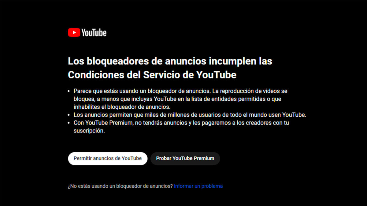 YouTube se pone aún más estricto con los bloqueadores de anuncios y te impide ver vídeos