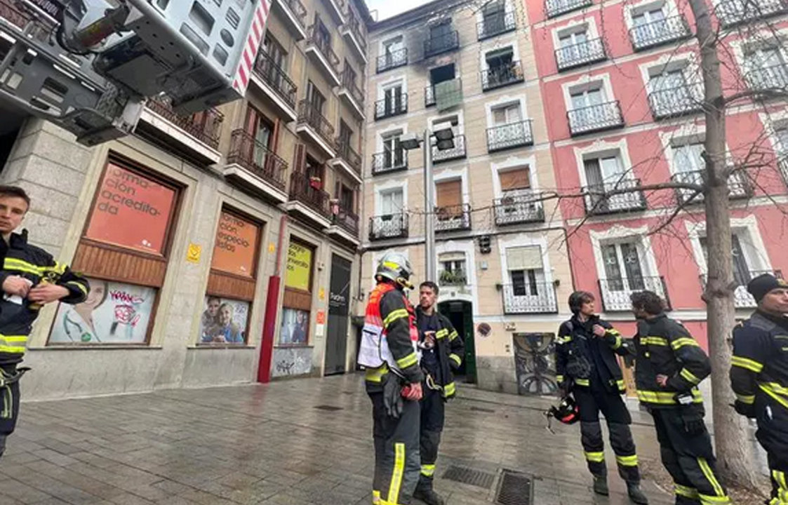 Imagen de la ubicación del incendio ya sofocado en el centro de Madrid