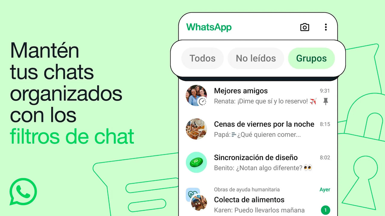 WhatsApp implementa filtros para organizar mejor tus chats