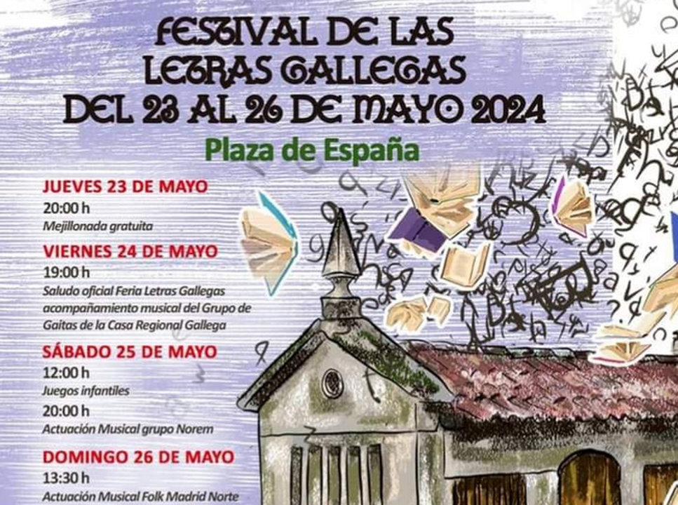 Cartel del Festival de las Letras Gallegas en Fuenlabrada