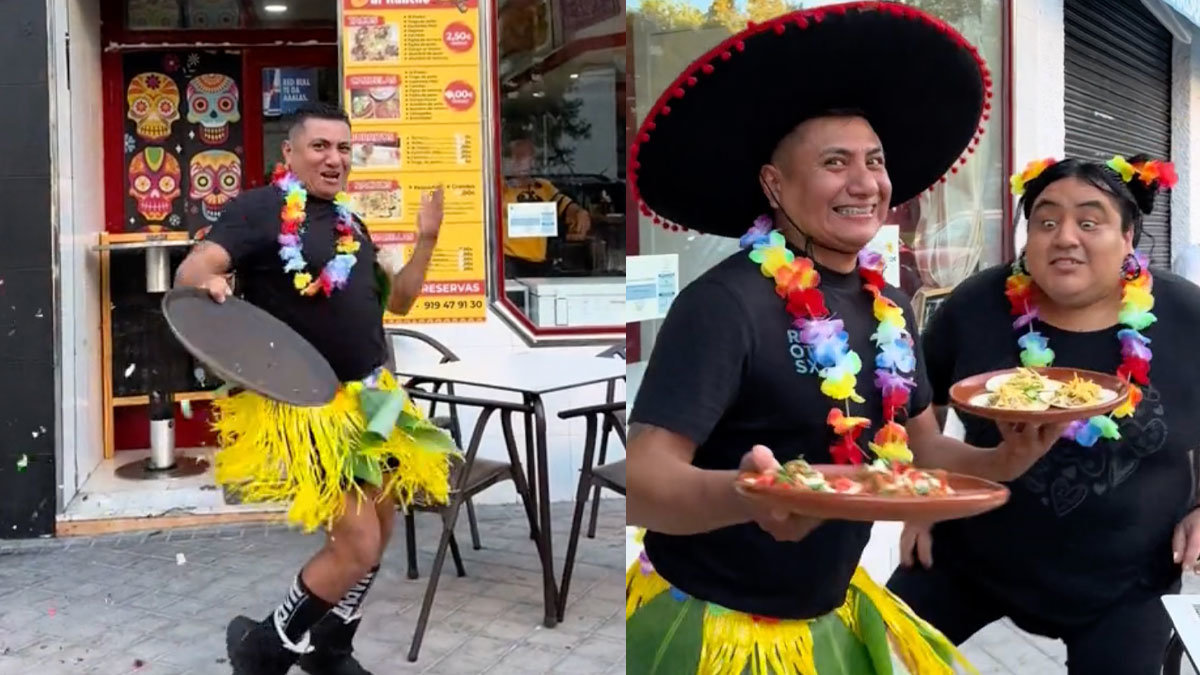 Bailando el hula hula, Jorge promociona 'De Madrid al Rancho' | Imagen: Fuenlabrada Noticias (vía TikTok @Jorge Aronaka)